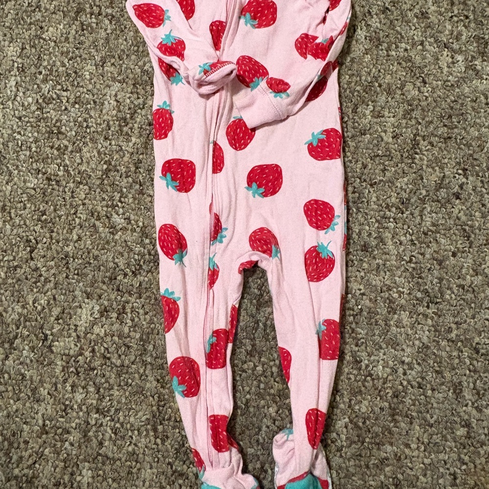 Carter's Pink and Red Strawberry Footie One Piece